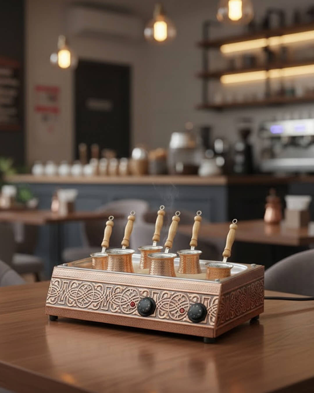 2 ısıtıcılı kumda kahve makinesi